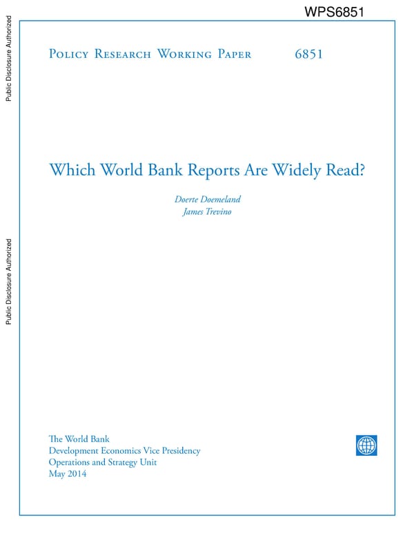 Which World Bank Reports Are Widely Read? - Page 6